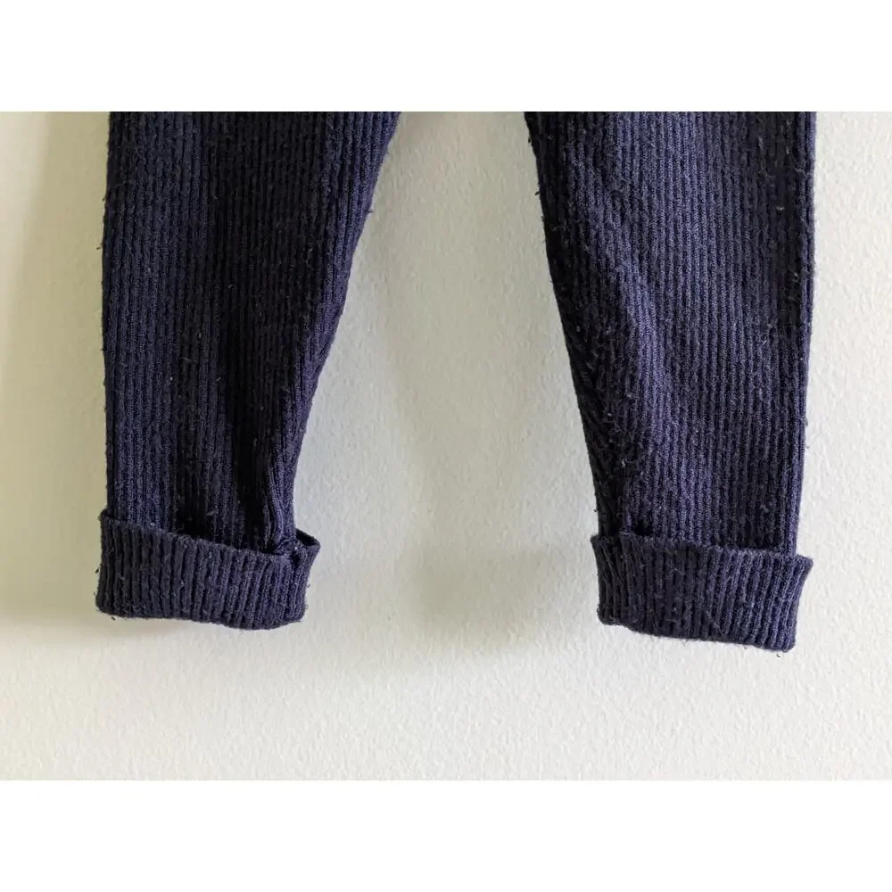 Zara Scalloped Rib Knit Navy Leggings Size 9/12m Deep Blue PLAY CONDITION